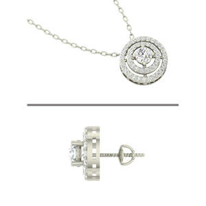 NOVAMART Fine Women's Fine Jewelry Set 925 Sterling Silver Rhodium Plated Halo Pendant Earring <b>Necklace</b> <b>Chain</b> Gift for Women and - Product Image 2