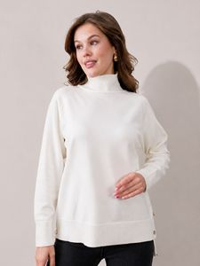 Tricots pour femmes tunique à col roulé bouton respirant détaillé personnalisé OEM Service nouvelle mode haute qualité chaud long pull au dos - Product Image 2
