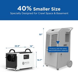 Déshumidificateur Moiswell New 145 Pints avec tuyau de drainage de 16,5 pieds |   Energy Star Commercial pour les <span class=keywords><strong>sous</strong></span>-sols et les caves - Product Image 6