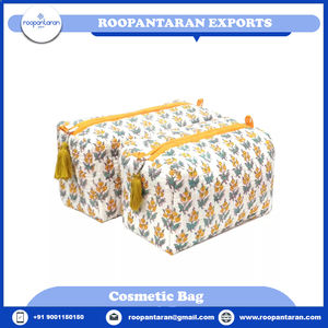 Nouvelle arrivée Bossanova bleu ouvert main bloc imprimé trousse de toilette porte-monnaie sac à cosmétiques ensemble de deux sacs Ouilted au prix le plus bas - Product Image 6