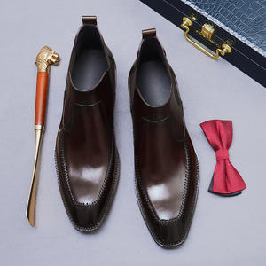 Bottes Chukka pour hommes, aspect élégant, en cuir, décontractées, pour le bureau, chaussures de travail, chaussures de sécurité en cuir avec embout en acier - Product Image 2