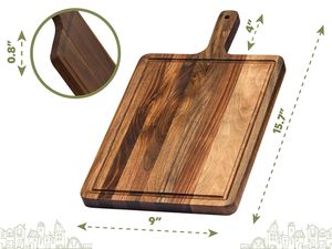 เขียงไม้เนื้อแข็งพร้อมบอร์ดตัดชีสผลไม้ - Product Image 2