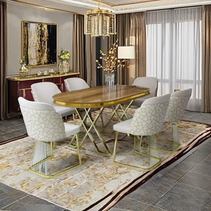 Juego de comedor moderno convertible de lujo con construcción de madera maciza para muebles para el hogar para cocina espacio de vida y más - Product Image 1