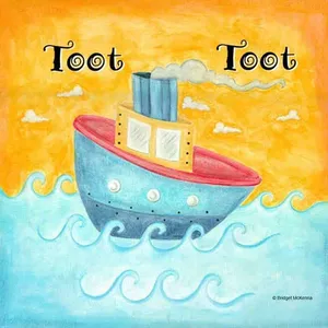 Bridget McKenna Art pour enfants Tugboat Accent Decor Tile CCI-BRI072AT Wall Accent & Decor - Product Image 1