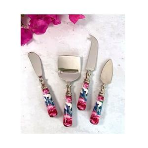 ดอกไม้ที่น่าสนใจการออกแบบอีพ็อกซี่ 2024 Hot ชุดช้อนส้อมชีสครัวสแตนเลสชีสชุดภาชนะเรซิ่นและสแตนเลส - Product Image 1