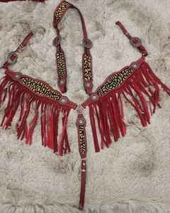 Conjunto de aparejos para caballo de cuero genuino estilo western con pedrería, ligero, con cierre de hebilla, cabezada y pechopetral para - Product Image 2