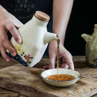 Distributeurs d'huile en céramique, distributeur de sauce soja, pot à huile en porcelaine de style japonais pour la cuisine, bouteille distributrice d'huile d'olive 350 ml
