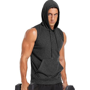 Haute qualité 100% coton sans manches hommes hauts d'entraînement confortable blanc hommes débardeurs sweats à capuche respirant pour l'hiver pas cher - Product Image 2