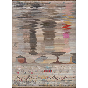 Tapis en laine et soie de bambou noué à la main Freedom Manchaha, ivoire, 10 mm, géométrique, pour la maison, le salon, le couloir, forme rectangulaire - Les-2005 - Product Image 1