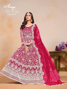 Vêtements traditionnels indiens Top qualité haute sur demande meilleur Net Salwar Suit & Dupatta avec broderie travail vente entière approvisionnement d'usine - Product Image 2