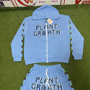 Sudadera con capucha y pantalones cortos personalizados con cremallera transpirable Conjunto de pantalones cortos personalizados de algodón de alta calidad para hombres Conjunto de pantalones cortos con capucha bordados - Product Image 1