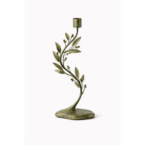 Candelabro Rectangular de Metal con Diseño Floral, Bandeja Decorativa de Esmalte Blanco para 3 Velas, Estilo Rústico Navideño - Product Image 3