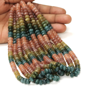 Hermosas Cuentas de Cuarzo Multicolor en Forma de Rondelle, Cuentas de Piedras Preciosas de Cuarzo con Tonos Mixtos de 7-8 mm, Calidad AAA, Venta al por Mayor - Product Image 1