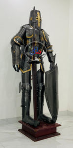 ขนาดเต็ม6ฟุตอัศวินนักรบครูเสดชุดเกราะสีดำยุคกลางชุดเกราะเหล็กแข็งพร้อมของตกแต่งบ้าน - Product Image 3