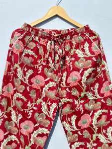 Ropa de dormir con estampado Floral de algodón 100% hecha a mano india para mujer-elegante lujo Casual transpirable mañana caminar traje verano otoño - Product Image 2