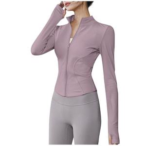 Haut de yoga personnalisé en spandex/nylon respirant, taille plus, veste de fitness pour femmes, coupe extensible, confortable pour l'entraînement - Product Image 2