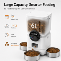 Distributeur automatique intelligent pour chats 6L avec caméra pour 3 chats, 3 bols, application WiFi, alimentation lente, 2.4G 5G OEM ODM