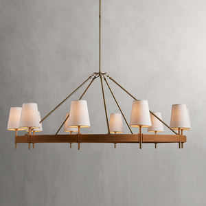 Lampadario a soffitto rotondo in ottone <span class=keywords><strong>moderno</strong></span> in pelle americana <span class=keywords><strong>per</strong></span> soggiorno a casa Hotel decorazione luci a sospensione - Product Image 1