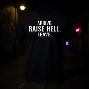 Arrive Raise Hell Leave Tee T-shirt classique à motif graphique pour adulte, taille S - Product Image 3