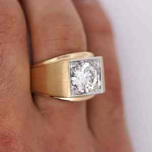 2.00 Carat Round Cut Moissanite Diamond Antique Men's <b>Statement</b> <b>Ring</b> Engagement Gift 925 Sterling Silver - Product Image 2