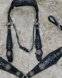 Ensemble de colliers de poitrine Western Headstall Premium saisonnier Horse Tack Designs ensemble de clous de luxe pour cheval ensemble complet de chevaux de trait ensemble complet - Product Image 4