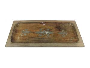 Bandeja DE SERVICIO DE MADERA Jacquard personalizada con asas de acero y hierro Diseño geométrico rectangular ecológico de tendencia para uso doméstico - Product Image 4
