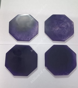 ชุดที่รองแก้วอีพ็อกซี่เรซิ่นวอลนัทคลาสสิกขนาด10ซม. สร้างสรรค์หินอ่อนสีดำสีขาวแผ่นรองครัว - Product Image 5