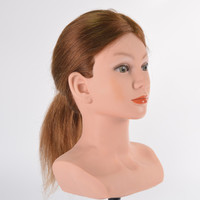 Cosmétologie, tête de mannequin de formation pour coiffeur, 100% cheveux humains réels, tête de mannequin de salon, poupée mannequin avec épaules
