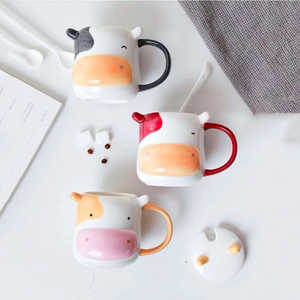 Taza de Cerámica Moderna con Diseño de Vaca 3D, Apta para Lavavajillas y Microondas, con Tapa y Cuchara, para Regalos Empresariales o Uso Personal - Product Image 5