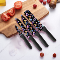 Penjualan Panas Set Pisau Keramik Super Premium 6-Piece Aman untuk Mesin Cuci Piring Ambidextrous untuk Penggunaan Barbekyu Pegangan Plastik Pengiriman Cepat