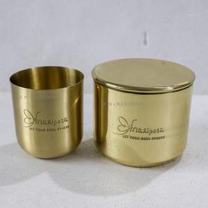 Laiton doré Pot De Bougie En Cuivre avec couvercle Premium Vide Cuivre bougies en Vrac avec Logo personnalisé sur la Cire conteneur votives Navires - Product Image 5