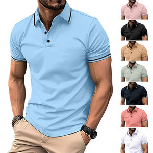 Logo personnalisé de haute qualité imprimé broderie grande taille polyester couleur unie à manches courtes polo de sport pour hommes 10 - Product Image 1