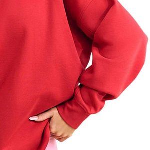 Sudadera roja con cremallera de 1/4 para mujer, estilo casual, holgada, de manga larga, transpirable, para invierno - Product Image 5