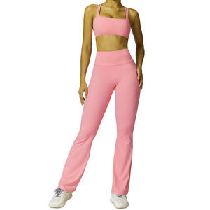 New Wholesale Custom Active Sports Set for Women Gym Sportswear Workout Clothing with Solid Pattern <b>Lace</b> Decor Shorts Yoga Set - Product Image 6