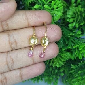 Pendientes de Turmalina con Baño de Oro de 18K y Plata 92.5 - Joyería Elegante y Lujosa con Piedras Preciosas para Uso Diario, Bodas y Fiestas - Product Image 1