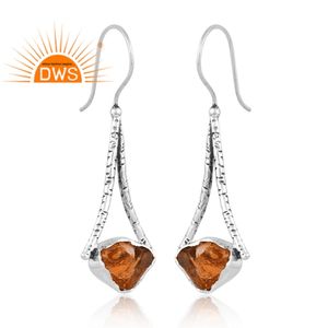 ต่างหูห้อยอัญมณีซิทรินธรรมชาติสีเงินสเตอร์ลิงออกซิไดซ์ออกแบบได้ตามต้องการ - Product Image 3