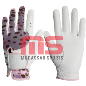 Fabrication professionnelle de gants de golf pour hommes en cuir véritable blanc imperméable de haute qualité, sur mesure, pour la main gauche - Product Image 1