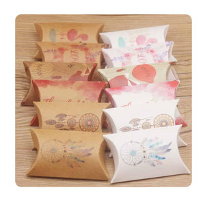 Caja de regalo de papel Kraft almohada caja de dulces Paquete de boda de grageas Baby Shower Regalo de Cumpleaños galletas tuerca cajas de embalaje - Product Image 2