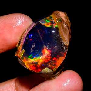 Gemas Zubeda, piedra cruda de ópalo de fuego naranja genuino, colgante en bruto de ópalo negro etíope, joyería mayorista, precio de fábrica, piedra preciosa cruda - Product Image 3