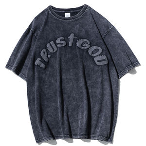 OEM 100% coton pour hommes T-shirt surdimensionné lourd Vintage lavé avec fonction de séchage rapide impression 3D personnalisée col rond - Product Image 2