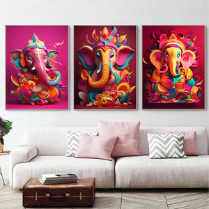 Домашний Декор Ганеша индуистский Бог плакат с принтами индуизм Ганапати Ганеш Холст Слон религиозные настенные художественные картины - Product Image 3