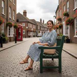 Robe Kyra bohème à fleurs, robe midi en coton imprimée à la main, tenue décontractée confortable pour l'été - Product Image 5