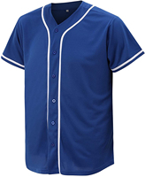 Jersey Baseball Hitam Polos Putih Cepat Kering Unisex Kemeja Baseball Kancing Pakaian Aktif Seragam Olahraga Tim Ukuran Besar OEM