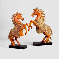 Statue de cheval orange Feng Shui artisanale en résine, motif animalier, décoration de table pour le Nouvel An chinois