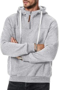 Sweat à capuche surdimensionné en coton 100% avec fermeture éclair, logo personnalisé, design OEM, broderie, taille personnalisée, écologique, en gros, demi-zip - Product Image 4