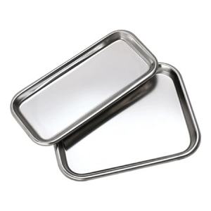 Juego de bandejas de metal con bandeja de servicio decorativa de acero brillante rectangular hecha de acero inoxidable de alta calidad para la decoración del hogar y el hotel - Product Image 6