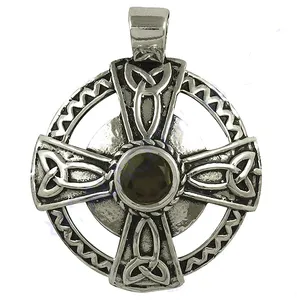 Pendentif Croix Celtique en Argent Sterling avec Pierre Verte, Cadeau Religieux, Plaqué Rhodium et Or Rose, Breloque Motif Jésus - Product Image 2