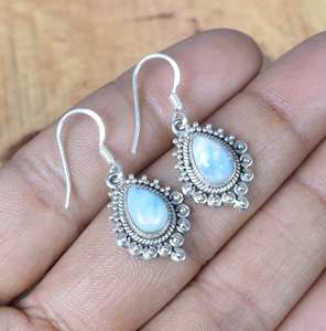 ต่างหูห้อยอัญมณีลาริมาร์สีน้ำเงินสำหรับผู้หญิง925แข็งเงินสเตอริงรูปทรงลูกแพร์สำหรับปาร์ตี้ - Product Image 4