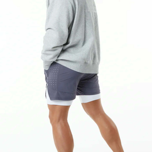 Pantalones cortos deportivos de hombre personalizados de alta calidad OEM al por mayor, ropa de entrenamiento atlético de verano, tela de malla, cierre de cordón, decoración de logotipo - Product Image 2