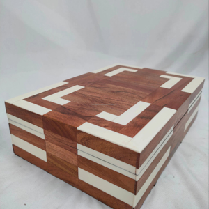 Caja de incrustaciones de hueso hecha a mano, almacenamiento decorativo elegante para joyería y baratijas, caja de vidrio solar - Product Image 1